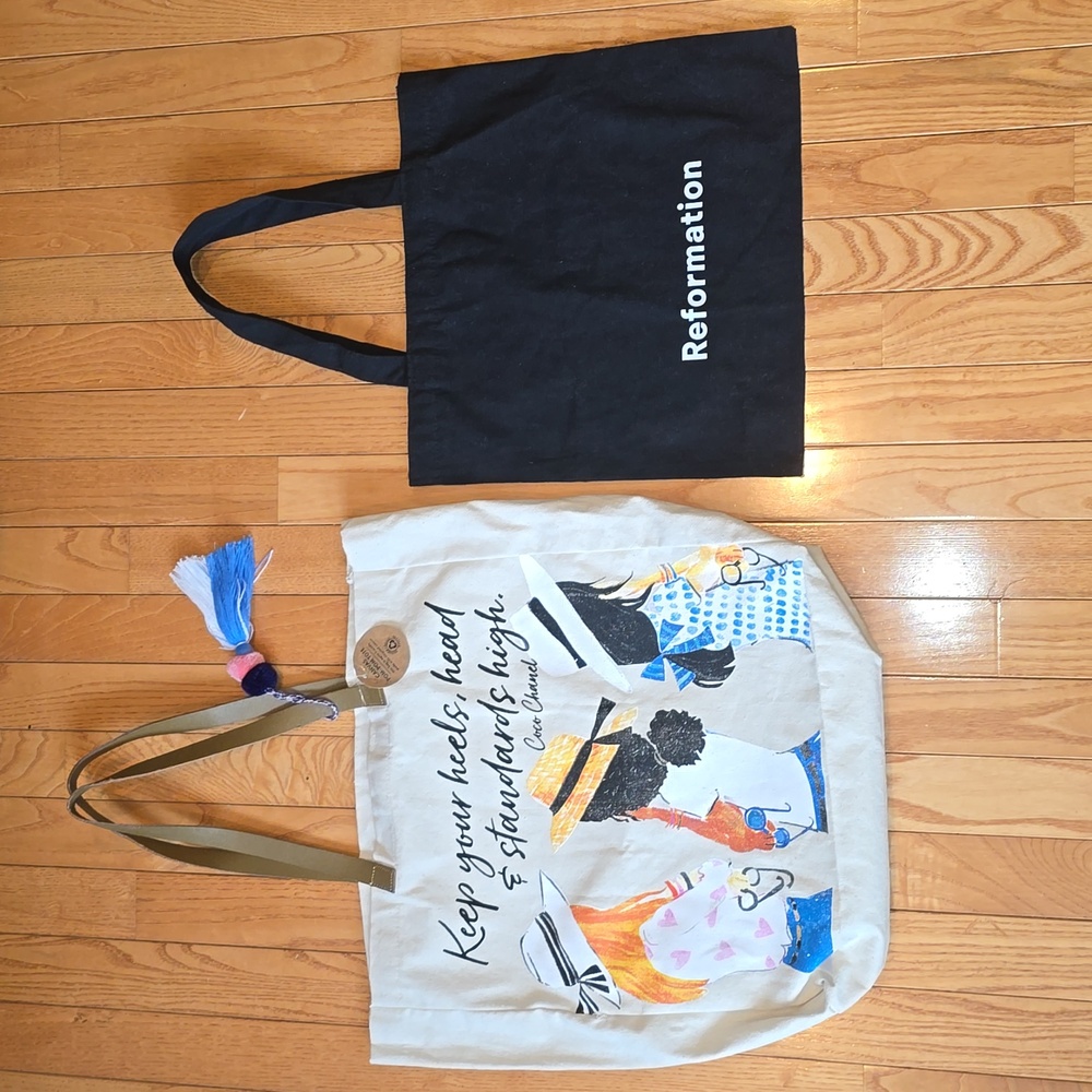 2 Cotton canvas Tote Bags, 1 is Reformation